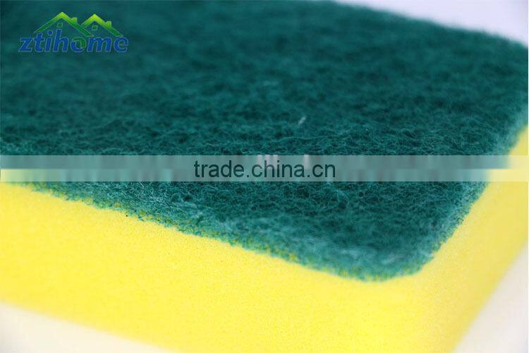 different rectangle kitchen green scouring pad with yellow sponge