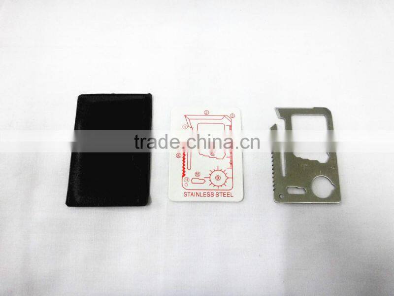 stainless steel army survival card multi tool with leather sheath