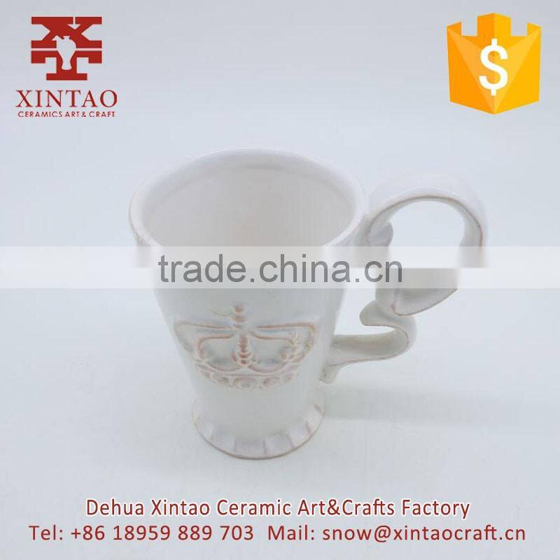 Coffee ceramic cup and saucer,coffee house white crown tea cup set
