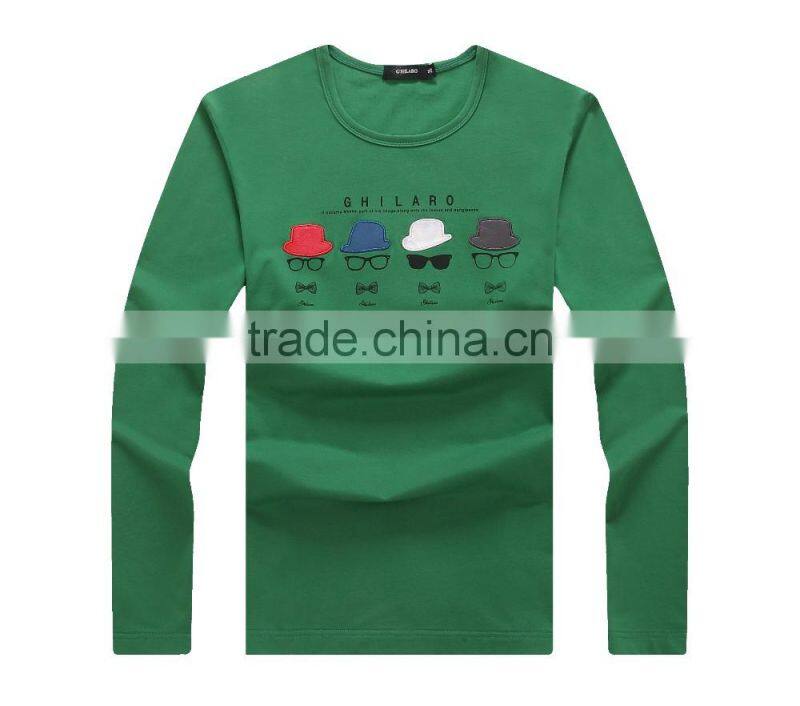 mens cheap brand fashion long sleeve plain cotton t shirt