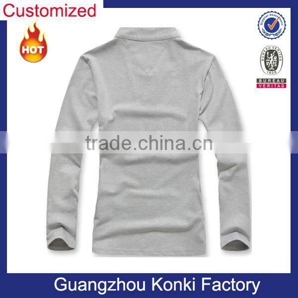 Wholesale OEM Long Sleeve Polo T Shirts Stand Collar Pure Cotton Polo Shirts