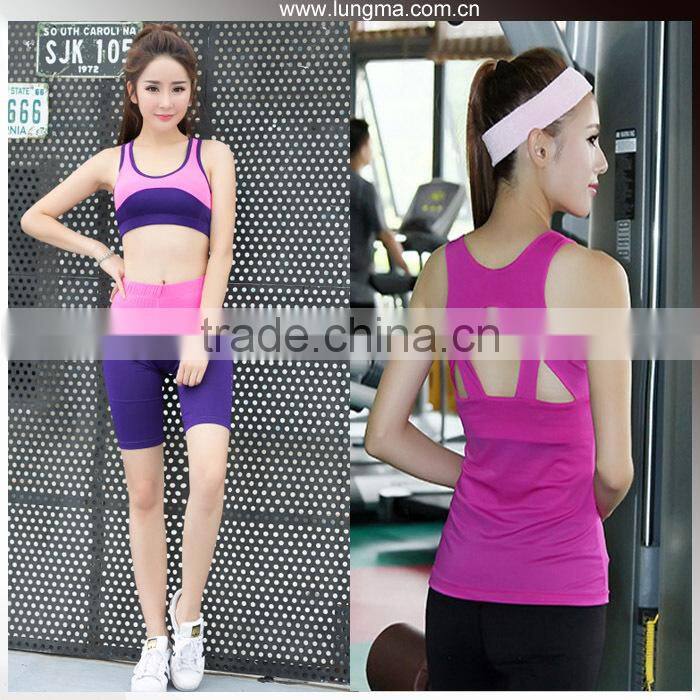 Printed Yoga Wear Crop Top Shirt Gym Tank Top Women Slimming Vest