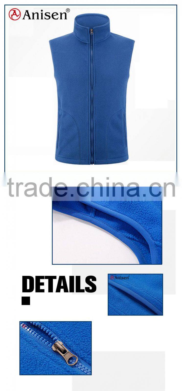 custom oem comfortable polar fleece breathable zipper-up windbreaker men vest