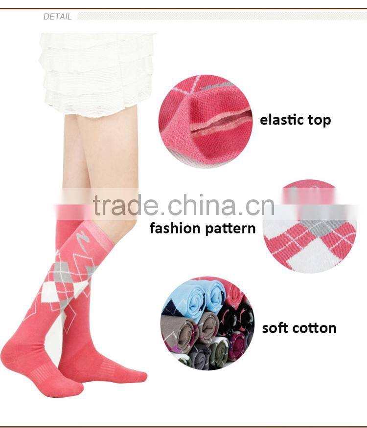 fashion stylish diamond pattern semi-terry stocking knee-high socks for horse rider