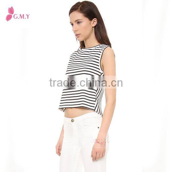 2015 spring summer high level women sleeveless tops shirt Sexy backless stripe women blouse