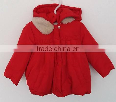 2016 winter baby girl cute red fuax fur inner padded coat