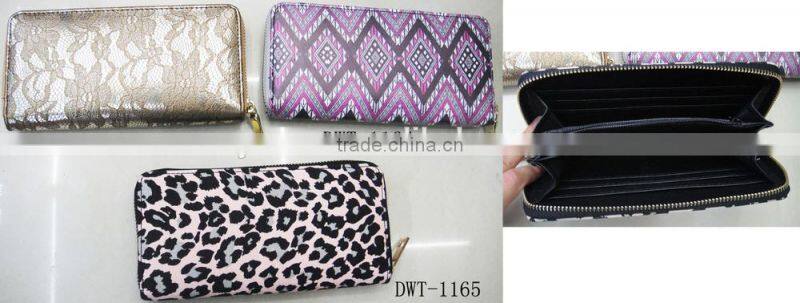 Fashion new latest cute zipper round pu leather lace wallet for woman