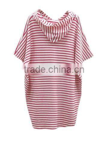 Oversize Hooded Striped T Shirt Wholesale Women OEM service