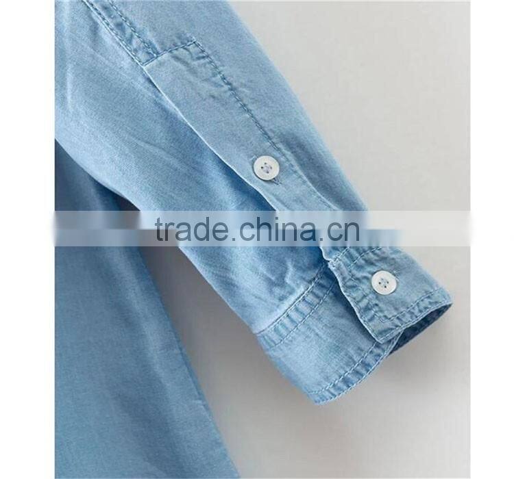 Hot selling beautiful ladies new design top quality denim women plain shirts