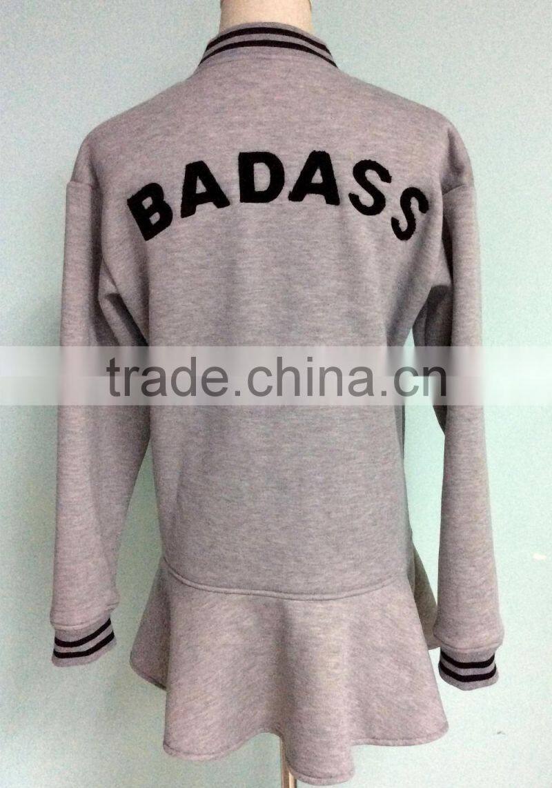 hotsale design bad ass printed winter women wool sweatshirt dress jersey fabric made in china