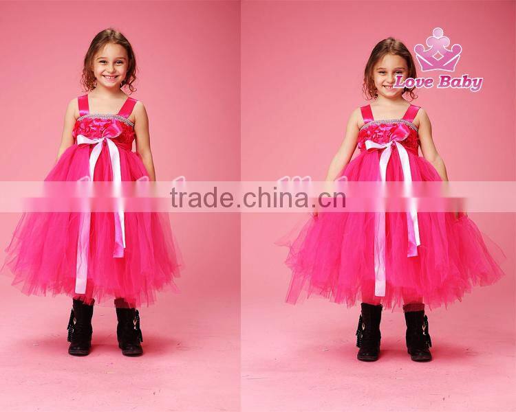 Hot Red Boutique Store Ruffle Party Children Ballet Long Dress