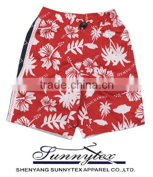 mens beach wear short elastic fabric and string at waistband