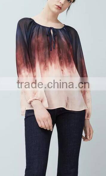 Runwaylover EY2342B Women 2017 Deep V-Neck Fashion Hit Color Blouse