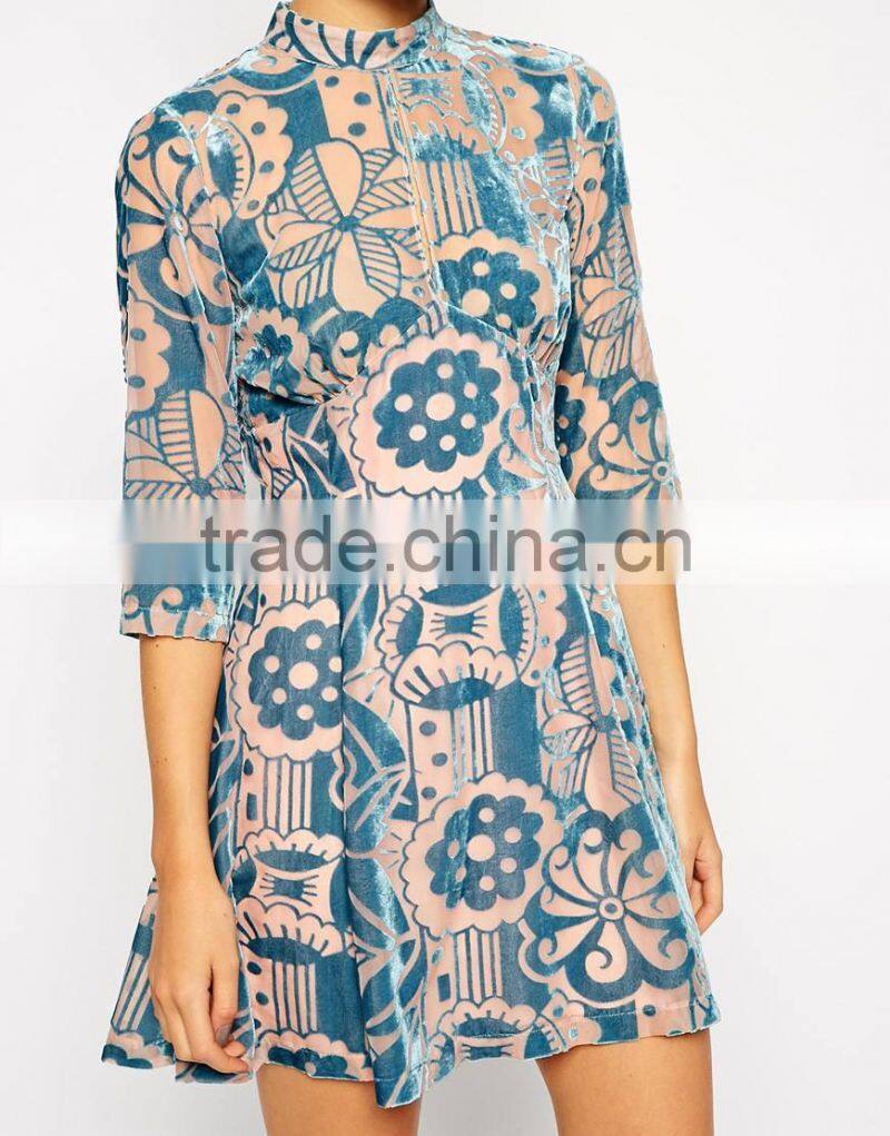 Skater Dress in Premium Velvet Burn Out