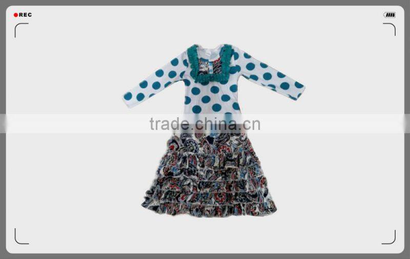fall style girls party dresses baby girl frock design dresses long sleeve polka dot top + ruffle skirts