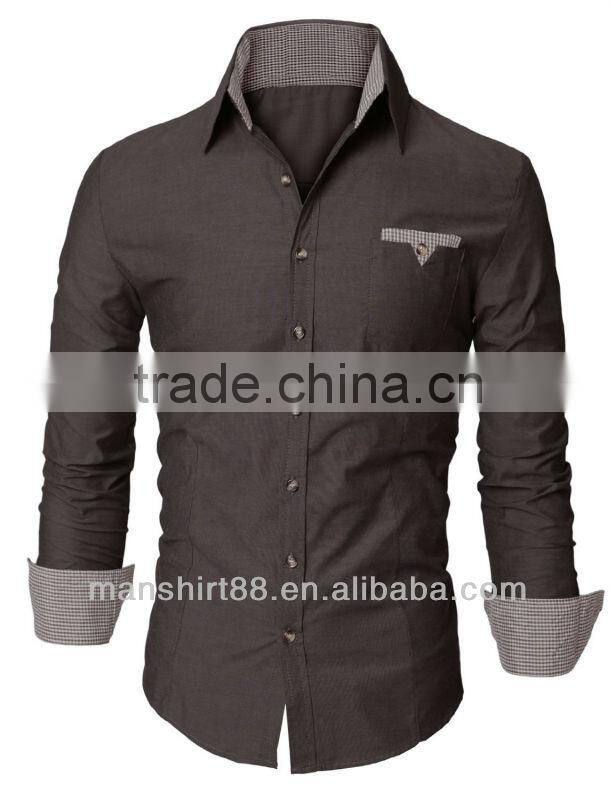 men's stylish model contrast collar slim fit casual camisas