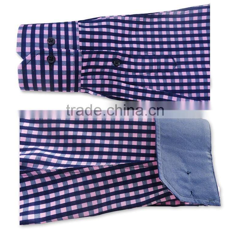 Office wear shirts for men fancy plaid fabric korean men style shirts