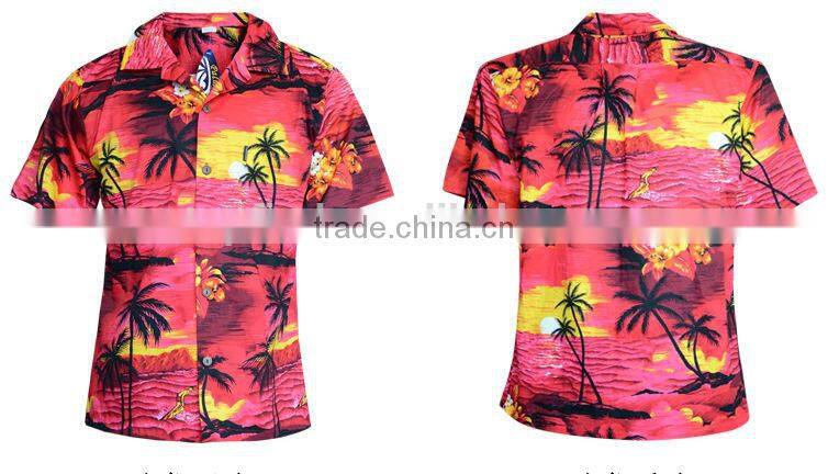 Wholesale 100% cotton couple hawaiian short sleeve shirts manufacturer