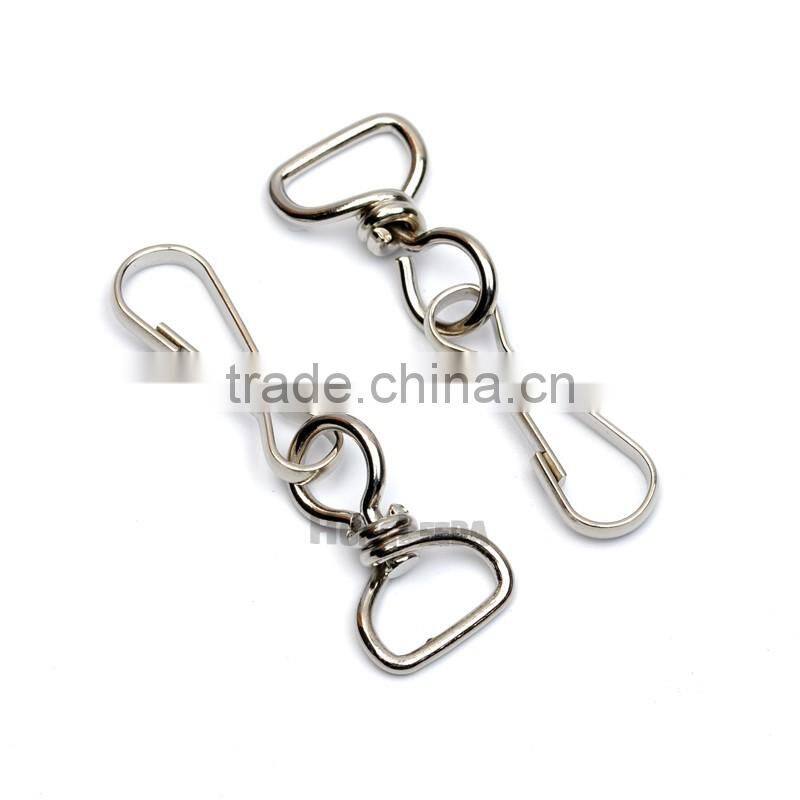 13mm Metal Iron Swivel Clasps Snap two hooks rings Key Hooks DIY Key Chain Ring nickle color HK-014