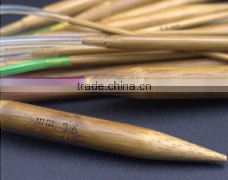 18Pcs/set 16" 40cm Cheap Colorful Plastic Circular Nature Bamboo Circular Knitting Needle Set