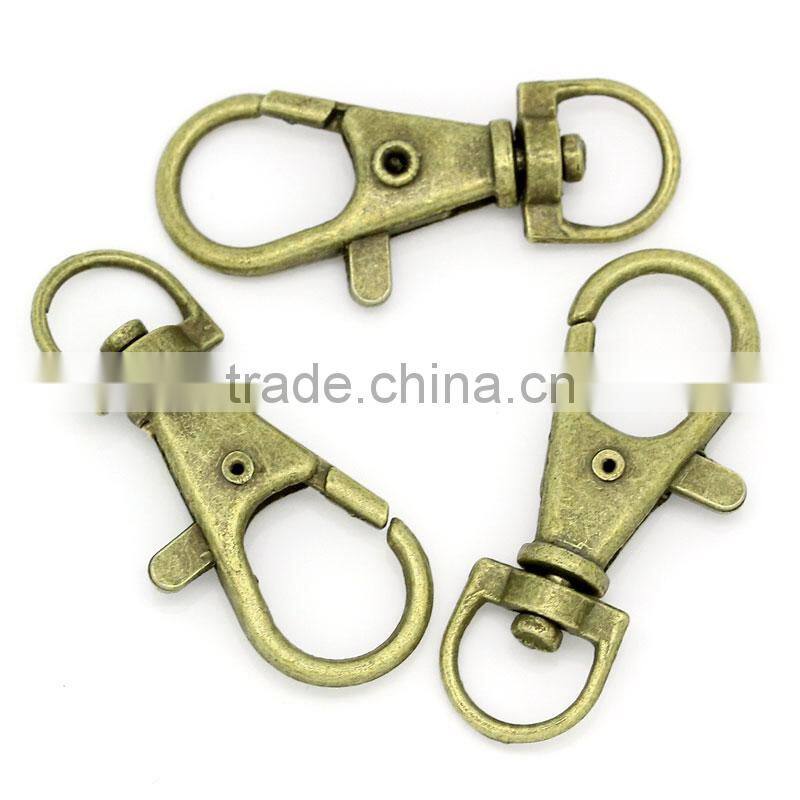 China Wholesale Antique Bronze Key Ring Metal Swivel Lobster Claw Clasp Hook