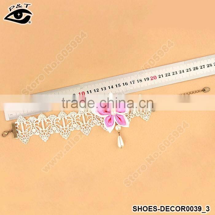 Fashion Feet Chain Flower Designs Lace ribbon Anklets For Young Girl