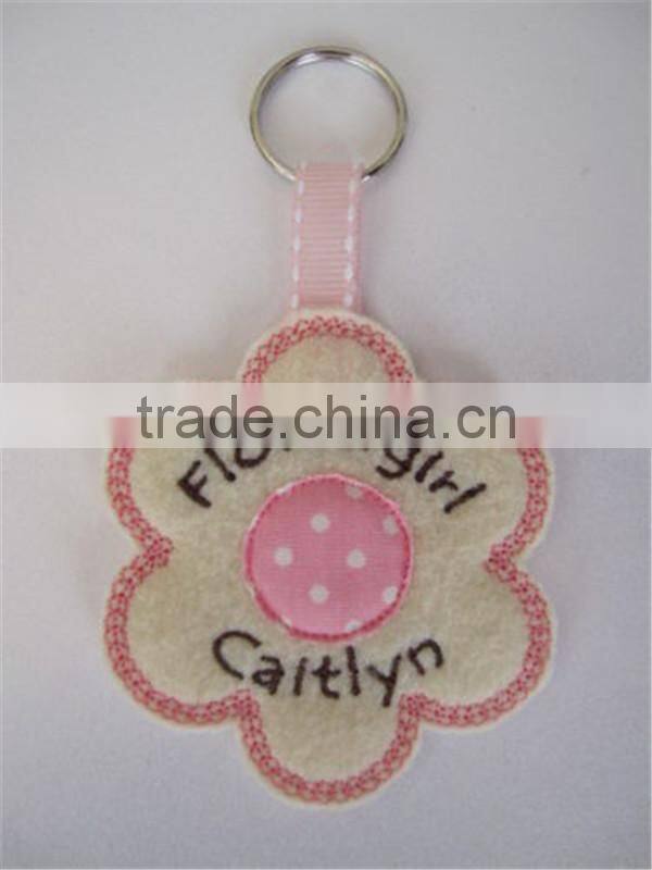 Personalised Flowergirl Key Ring Wedding Gift / Favour Felt & Fabric Flower