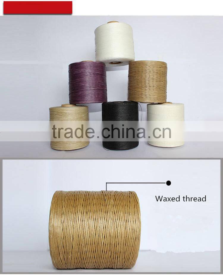 Waxed polyester stitching thread for leather shoes