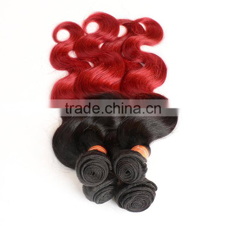 Ombre Hair1b/burgandy Body Wave Brazilian Hair Weaves