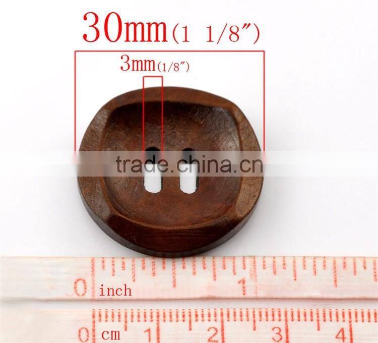 Flat circular 30 mm hole wooden buttons
