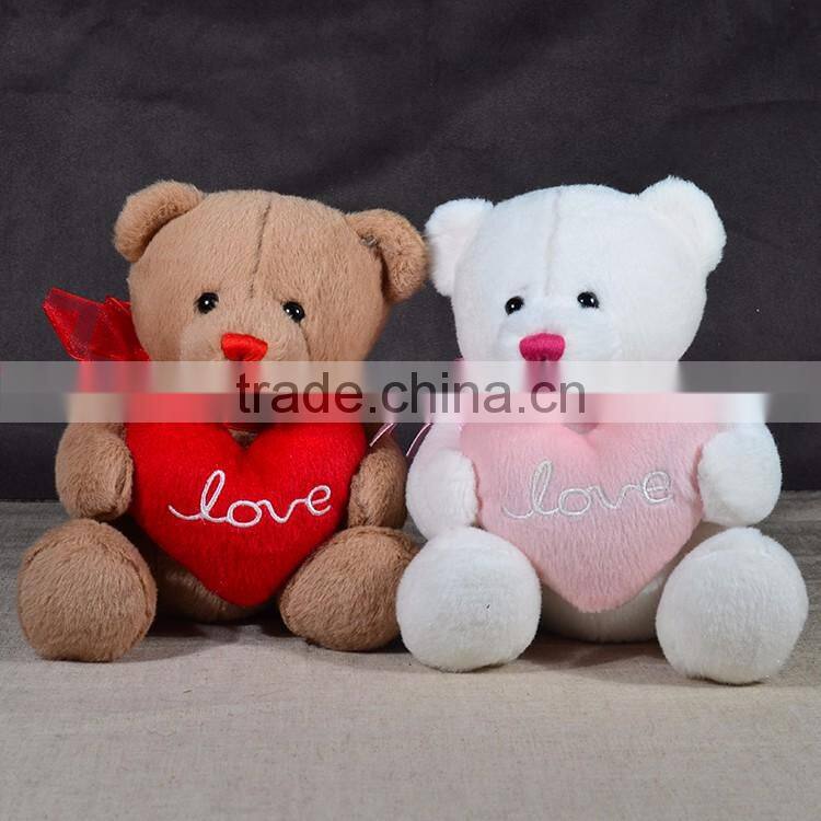 Custom good quality Valentine's day bear plush white teddy bear with red heart toy