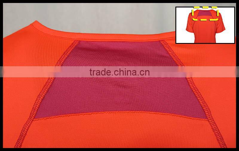 T092-1643O Short Sleeve V-Neck Custom Performance Polyester Spandex Women Outdoor T shirt