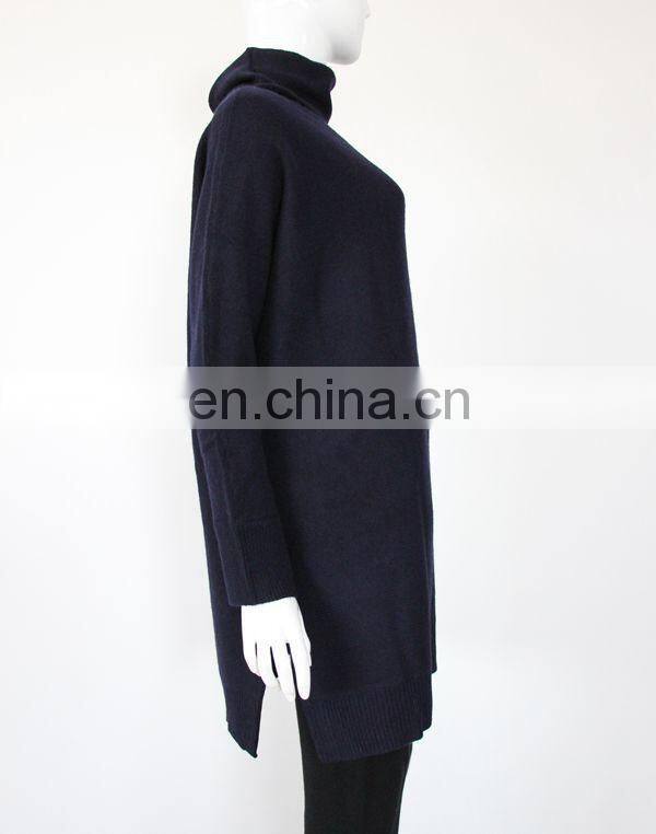 wholesale customized fashion style cashmere turtleneck long sweater for women