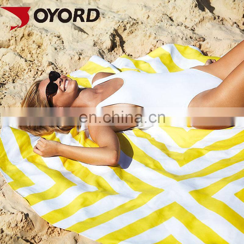 Quick dry Custom Printed Microfiber long lasting cooling feel sport round beach towel