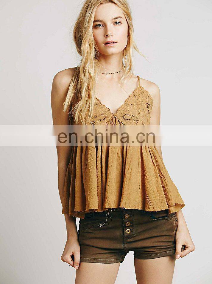Woman babydoll open bra top design fashion embroidered cami