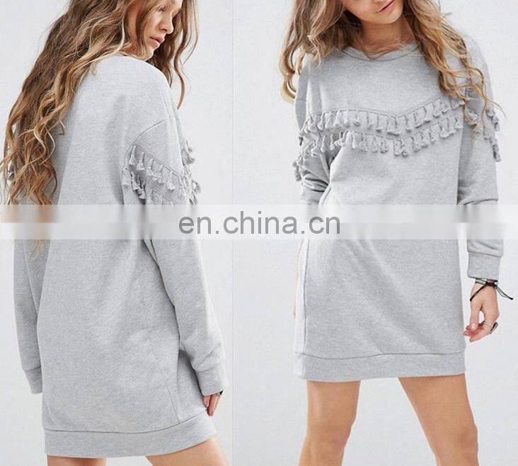 Autumn Women Sweater Pullover Fringe Top Coat Long sleeve Hoodie Sweatshirt
