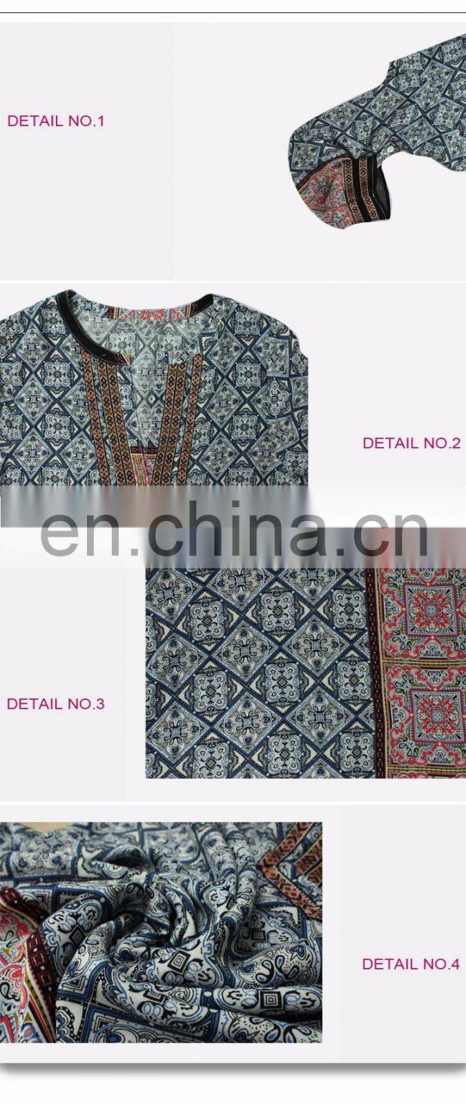 In Stock Loose fit Retro Kurta India Printed Long Tunic