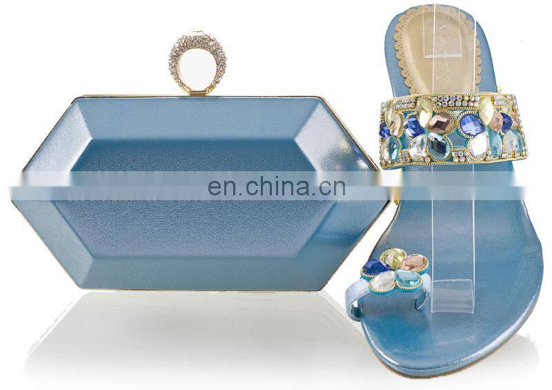 2015 Best quality Stone African bag and shoe set for wedding