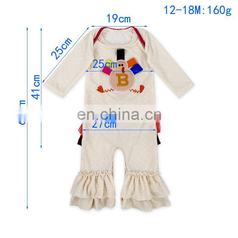 Baby boutique Polka Dots Ruffle Turkey baby Thanksgiving romper Wholesale for baby