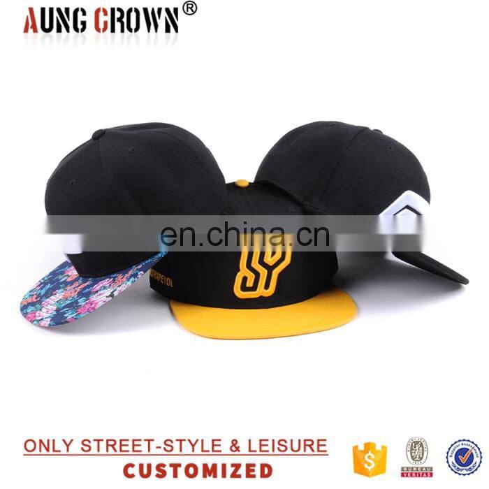Custom fashion embroidered logo acrylic snapback cap boys