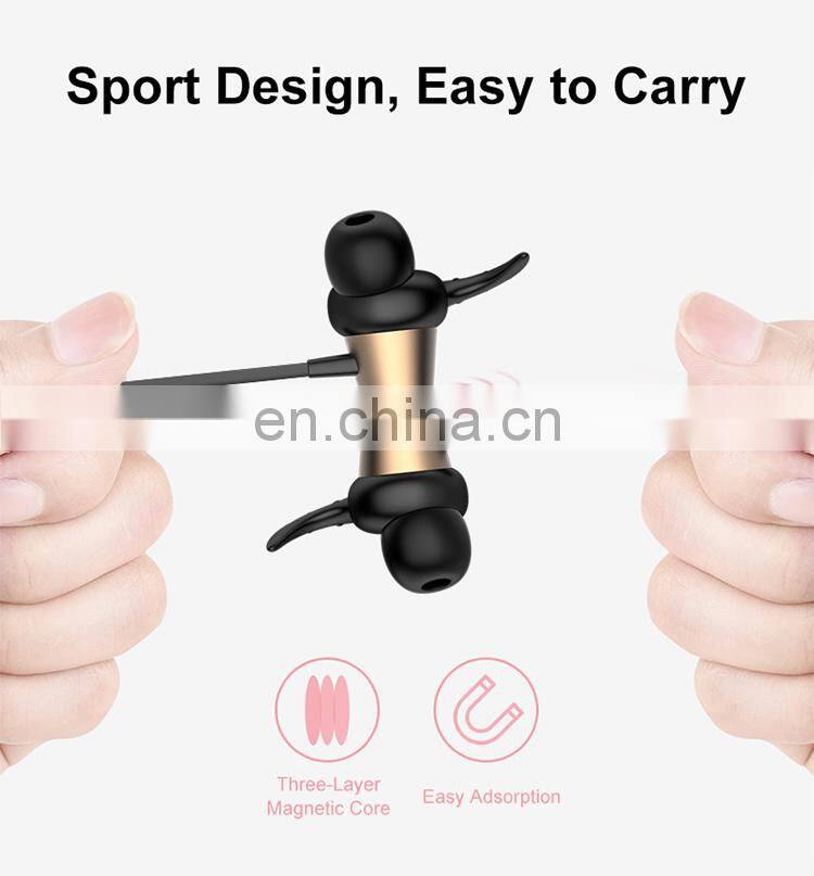 In Ear Noise Isolating Wireless Blue Tooth Neck Back Earbuds Sport Earphone With Microphone