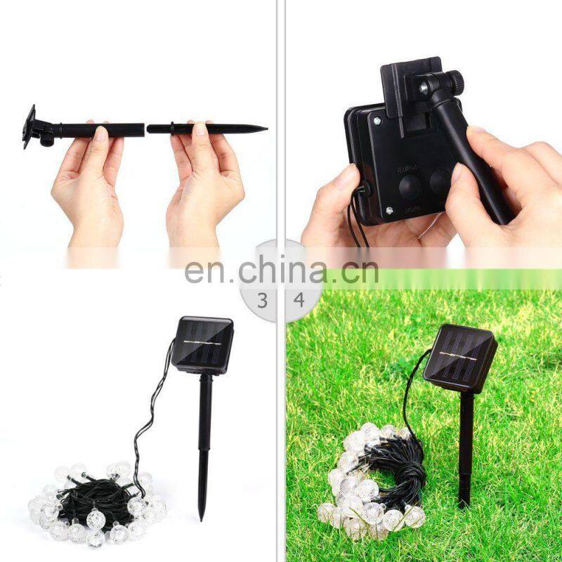 20ft 30 LED Crystal Ball Solar Powered Most Popular Globe Fairy Lights for Outdoor Garden Christmas Decoration