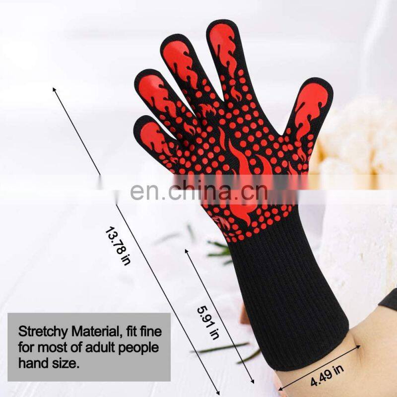 Professional Aramid Grill Fire Proof Silicone Heat Resistant Oven BBQ Insulation Barbecue Gloves for Kitchen Cooking