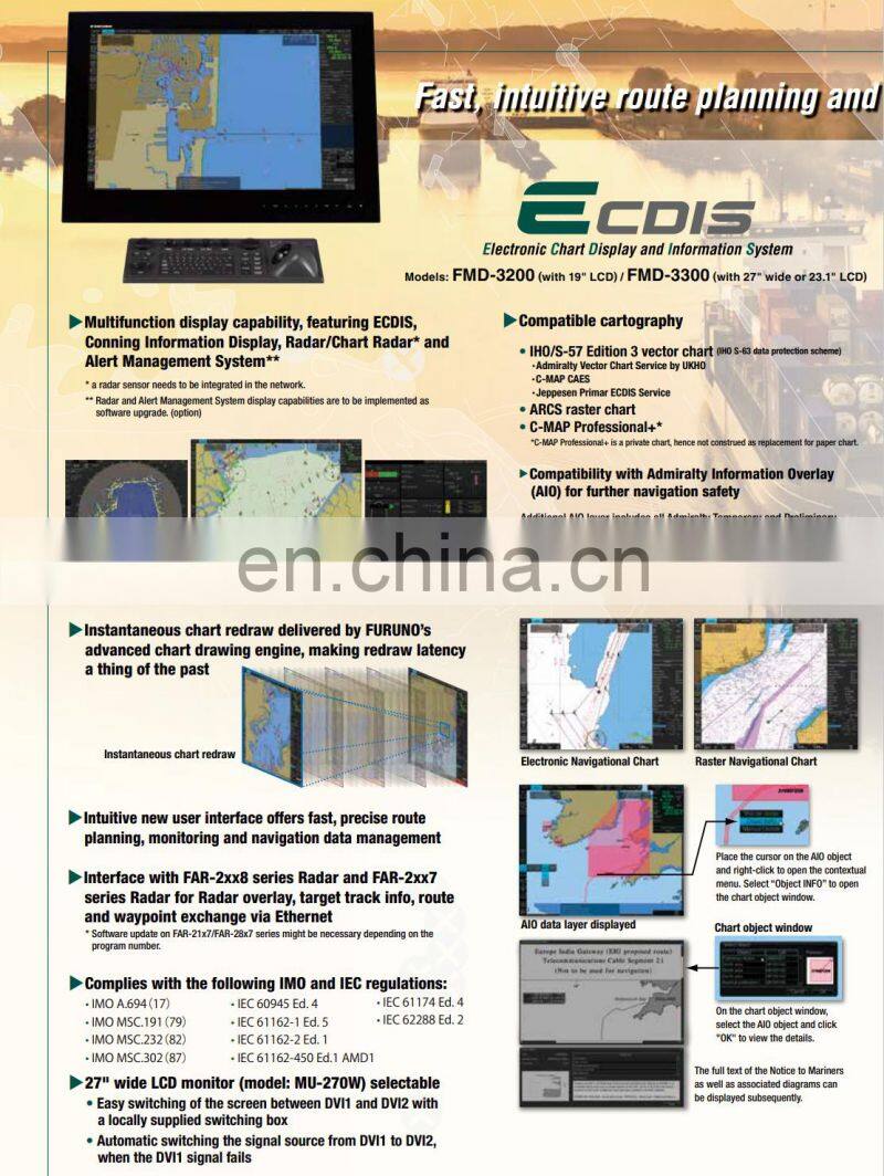 Marine electronics maritime navigation communication FMD-3200 FMD-3300 ENC electronic chart display and information system ECDIS