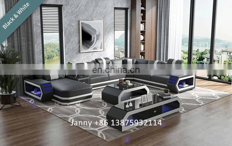 modern Italian design living room furniture living room sofa set white genuine leather sofas