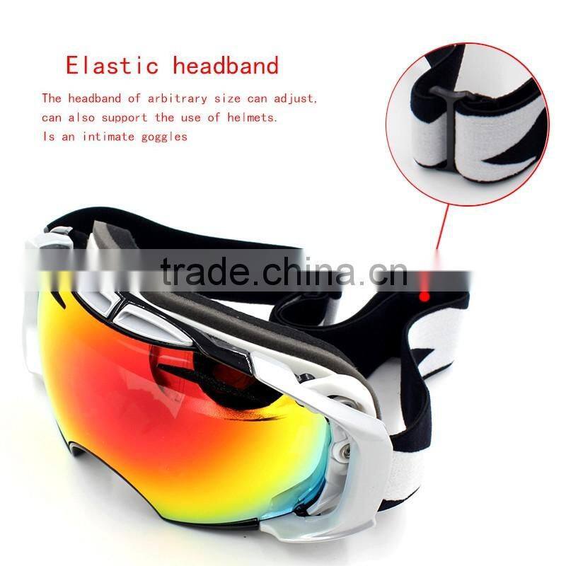 Custom dual snowboard protection sun glasses mirrored lens anti glare outdoor sport ski goggles