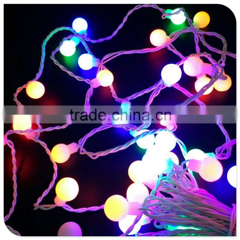 50 led multicolor christmas light with frosted ball decaration white wire tree light factory wholesale