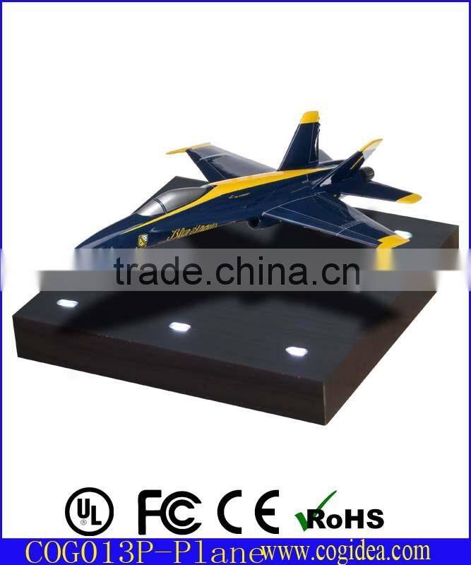 Anti gravity display for blue and yellow aircraft , customized airplane model for souvenir