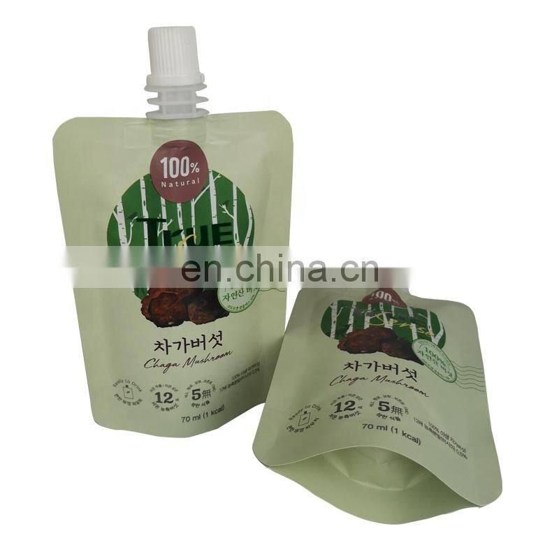 Juice packaging shaped pack 125ml custom liquid stand up spout pouches plastic food grade aluminum foil doypack