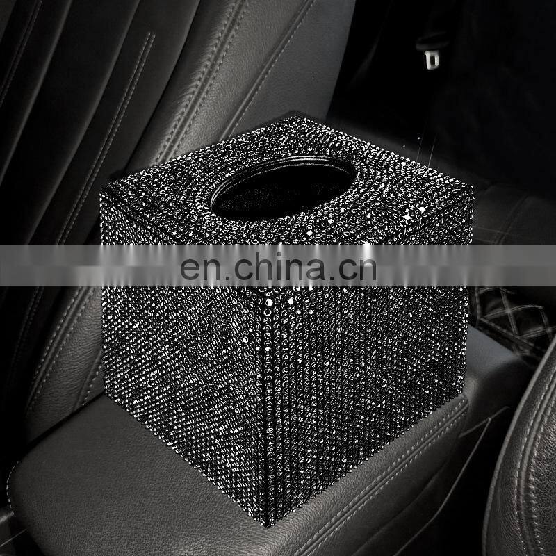 Creative Car Tissue Box Diamond Crystal Auto Tissue Holder Luxury Car Accessories Multifunction Bling Tissue Cover
